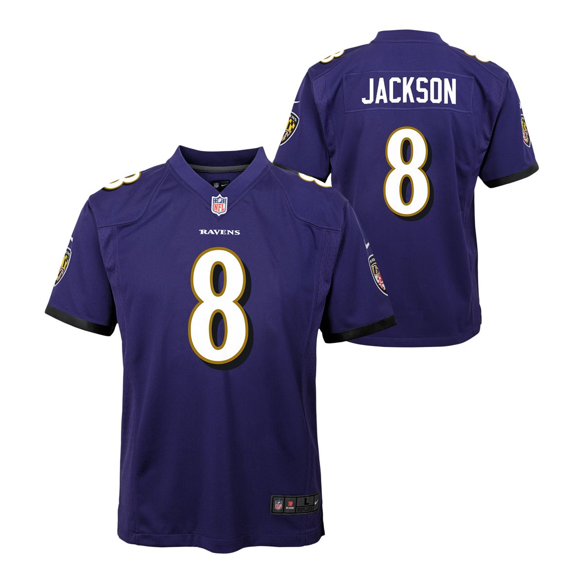 Image of Youth Baltimore Ravens Outerstuff Lamar Jackson Game Jersey