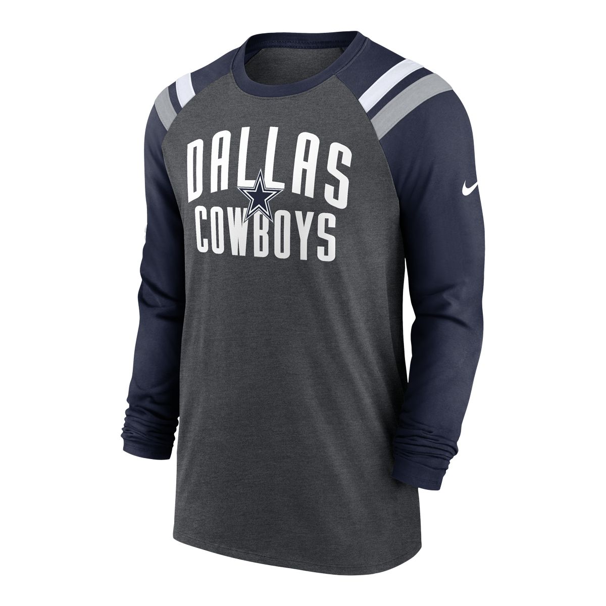 Dallas Cowboys Nike Dri-Fit Cotton Long Sleeve Raglan T-Shirt - Mens