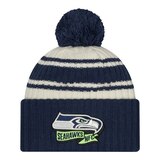 Seattle Seahawks New Era Sideline Cuffed Pom Knit Hat Front_Flat
