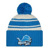 Detroit Lions New Era Sideline Cuffed Pom Knit Hat Front_Flat
