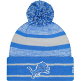 Detroit Lions New Era Cuffed Pom Knit Hat Front_Flat