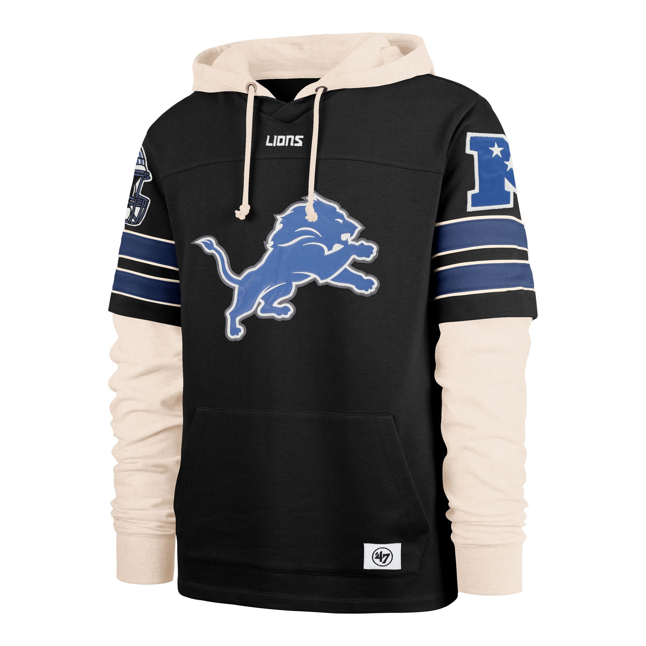 47 Brand Detroit Lions Split Zone Lacer Hoodie - NFL Licensed Fleece Top