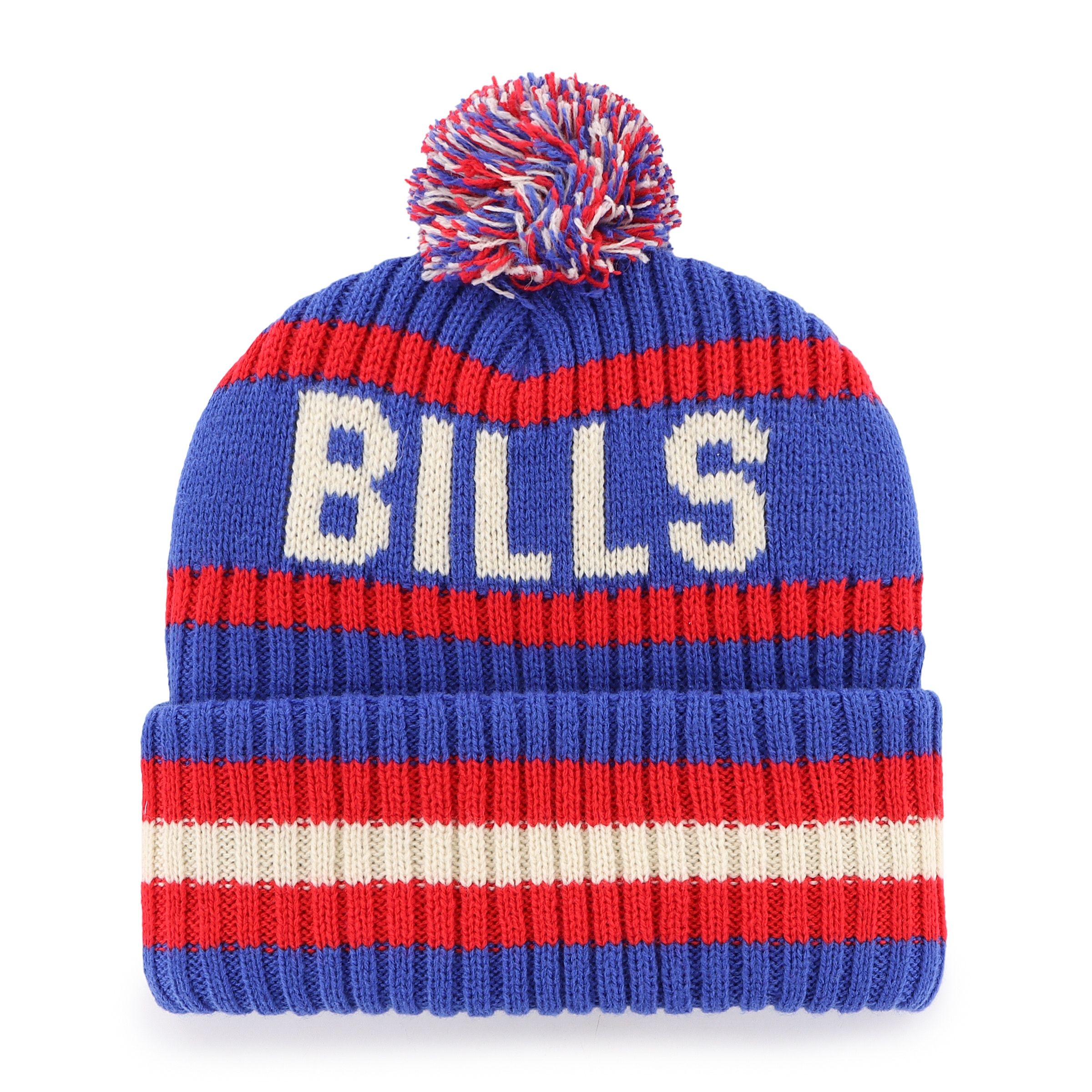 47 Brand Buffalo Bills Knit Hat - Warm Acrylic Beanie with Pom
