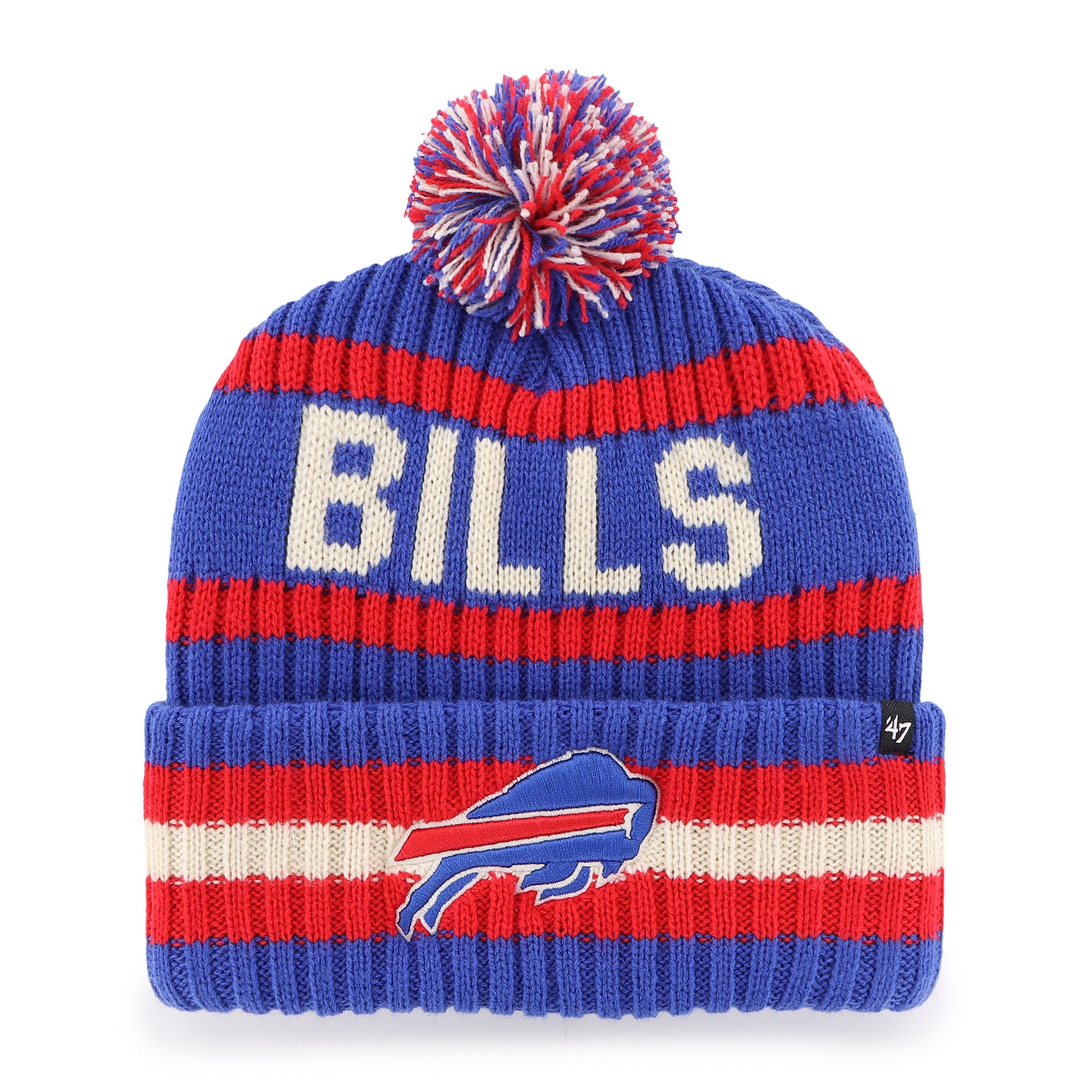 47 Brand Buffalo Bills Knit Hat - Warm Acrylic Beanie with Pom