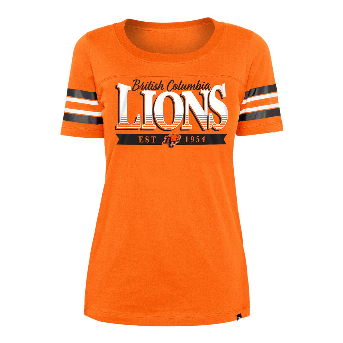 Edmonton Elks New Era Women's Stripe Sleeve Yoke T Shirt