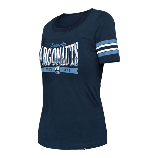 Toronto Argonauts New Era Women's Stripe Sleeve Yoke T Shirt