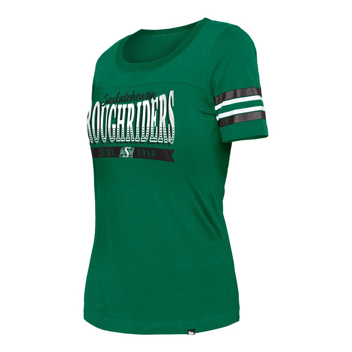 Saskatchewan Roughriders New Era Women's Stripe Sleeve Yoke T Shirt