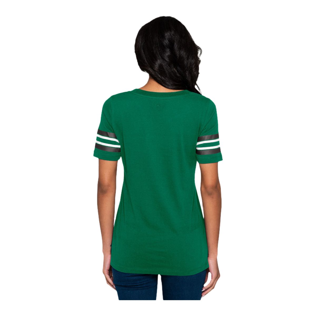 Saskatchewan Roughriders New Era Women's Stripe Sleeve Yoke T Shirt