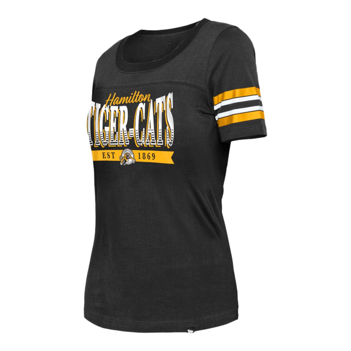 Hamilton Tiger Cats New Era Women's Stripe Sleeve Yoke T Shirt