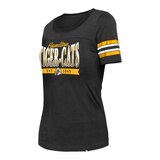 Hamilton Tiger Cats New Era Women's Stripe Sleeve Yoke T Shirt Front_Angled_Left