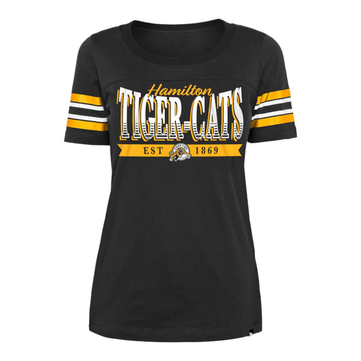 Hamilton Tiger Cats New Era Women s Stripe Sleeve Yoke T Shirt SportChek