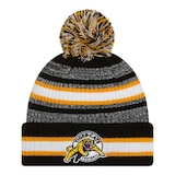 Hamilton Tiger Cats New Era Sideline Striped Pom Knit Hat Front_Flat