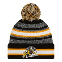 Hamilton Tiger Cats New Era Sideline Striped Pom Knit Hat Front_Flat