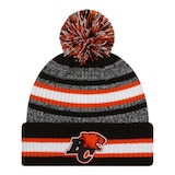 BC Lions New Era Sideline Striped Pom Knit Hat Front_Flat