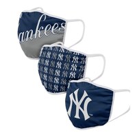 New York Yankees Forever Collectibles Gametime Face Mask - Non Medical 3 Pack, MLB Front_Three_Fourths_Angled_Left