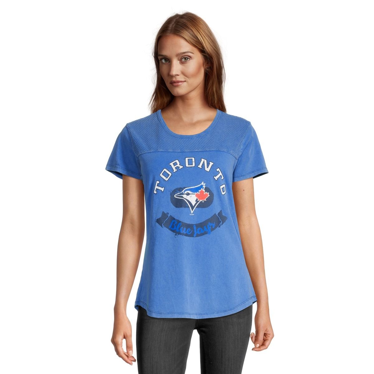 G-III Sports Women's Toronto Blue Jays It's A Game Raglan T-Shirt - Gray/RoyalBlue