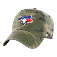 Toronto Blue Jays 47 Brand Camo Clean Up Baseball Hat, MLB Front_Three_Fourths_Angled_Left