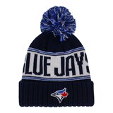 Toronto Blue Jays Gertex Heavy Cuffed Pom Knit Baseball Hat, MLB Front_Flat