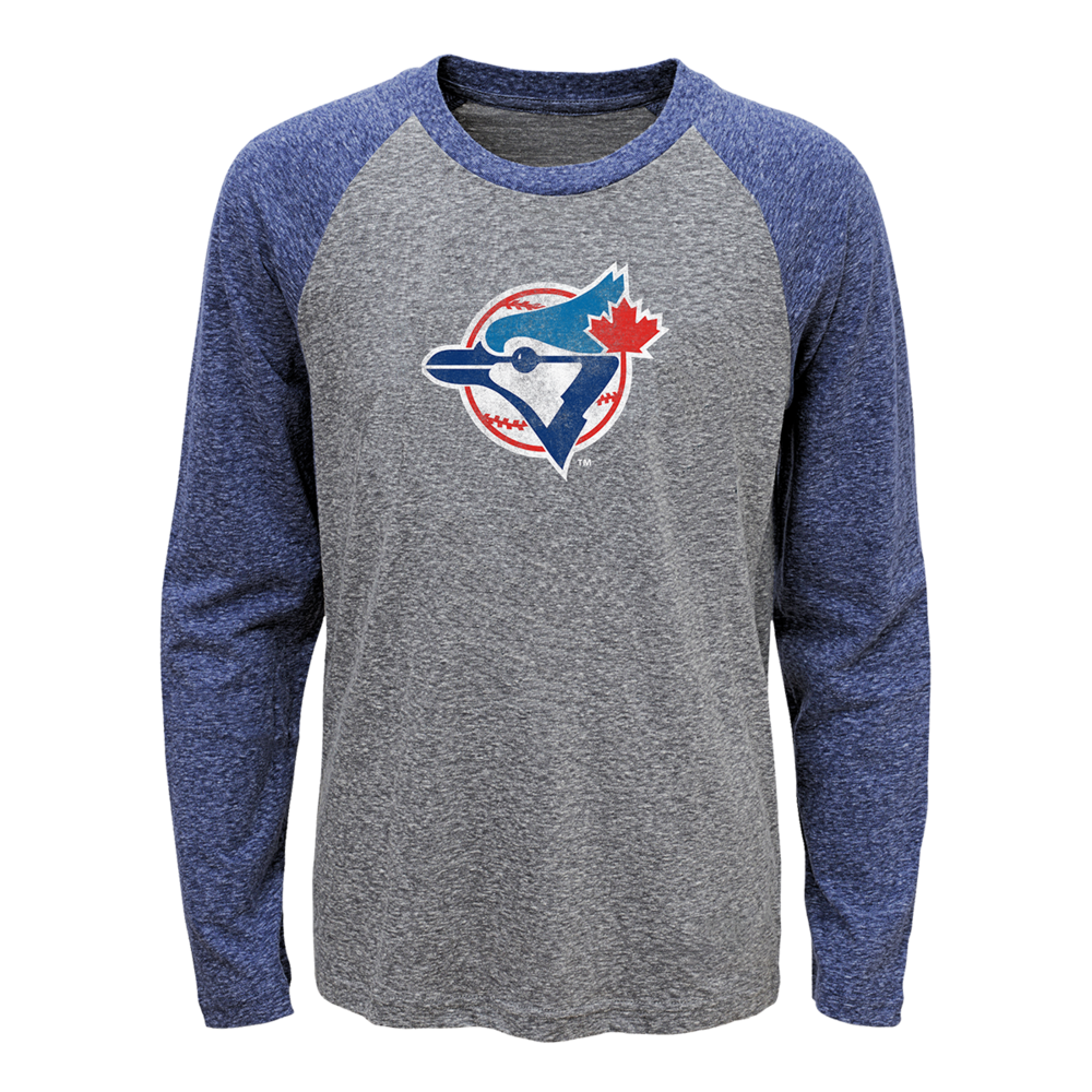 Youth Toronto Blue Jays MLB Coop Raglan Triblend Long Sleeve Shirt