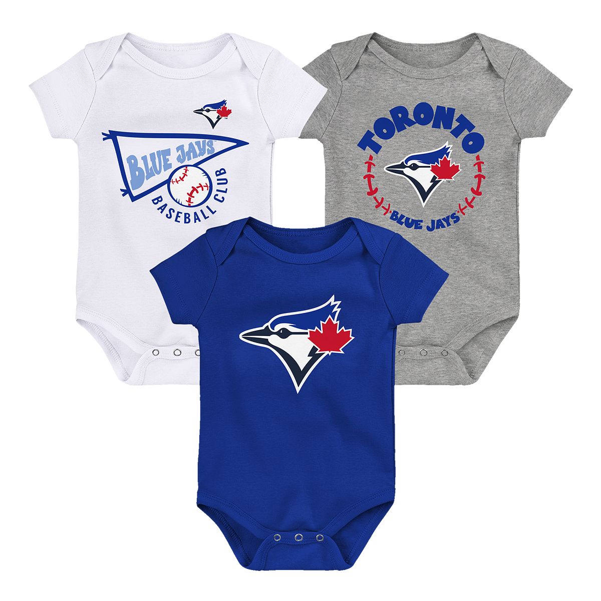 Newborn Toronto Blue Jays Biggest Little Fan 3-Piece Creeper Set