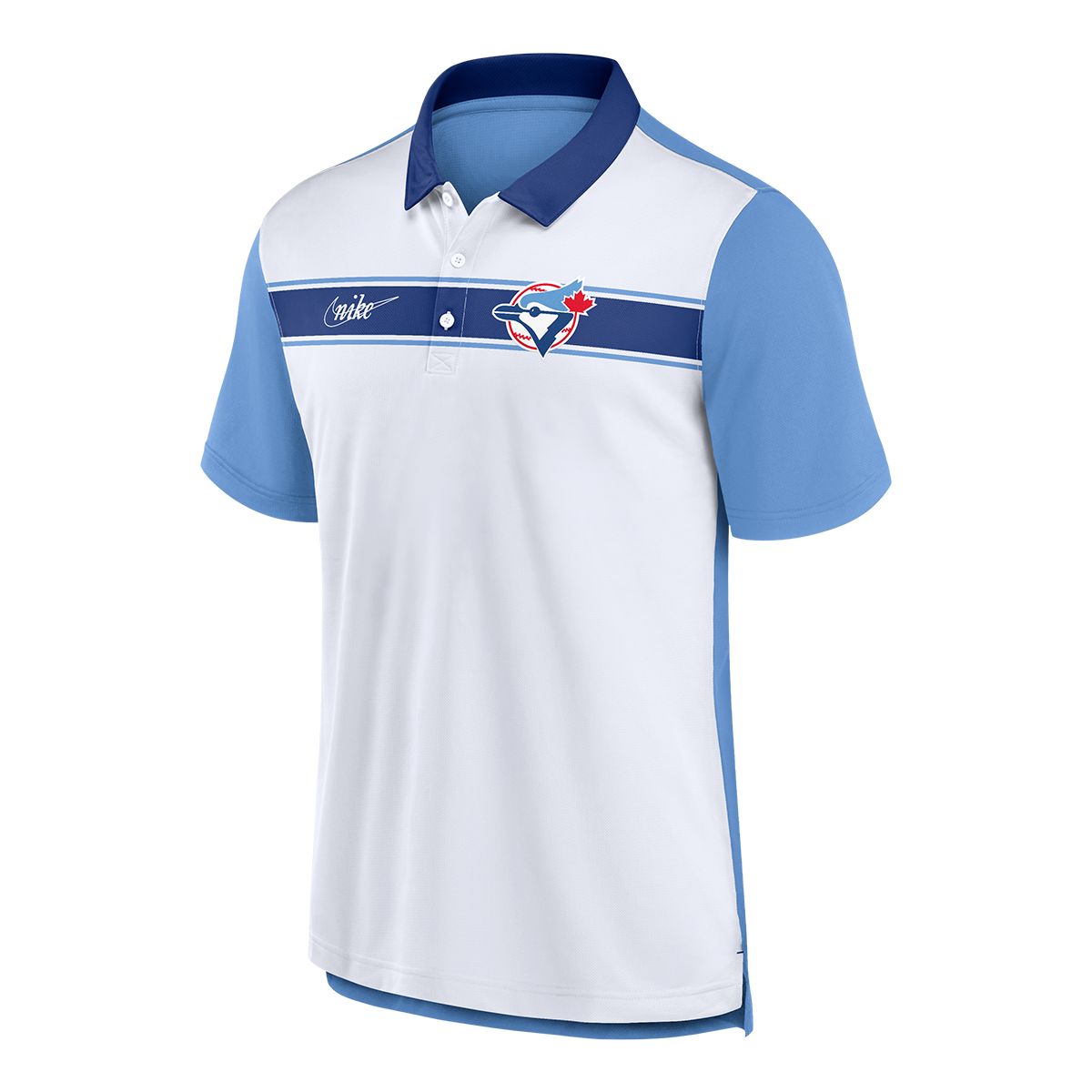 NIKE Toronto Blue Jays Nike Rewind Stripe Polo T Shirt