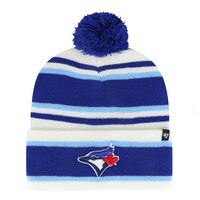 Youth Toronto Blue Jays 47 Brand Stipling Cuffed Pom Knit Hat Front_Flat