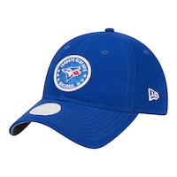 Toronto Blue Jays New Era Women's Active Circle Logo 9TWENTY Cap Front_Three_Fourths_Angled_Left