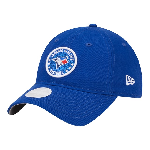 Toronto Blue Jays New Era Women's Active Circle Logo 9TWENTY Cap Front_Three_Fourths_Angled_Left