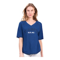 G-III Toronto Blue Jays Women's Distressed Screen Print Top Front_Flat