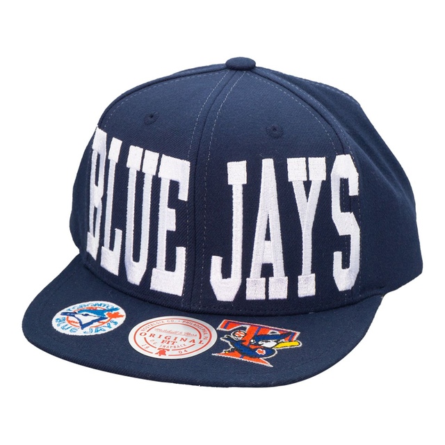 Toronto Blue Jays Mitchell & Ness Big Text 1 Snapback Cap Front_Angled_Left