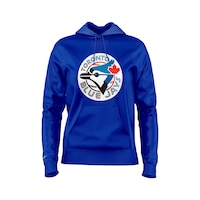 Mitchell & Ness Toronto Blue Jays Women's 1/2 And 1/2 Logo Hoodie Front_Flat