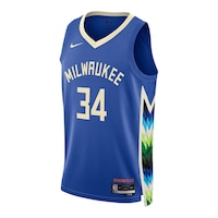 Milwaukee Bucks Nike Men's Giannis Antetokounmpo City Edition Basketball Jersey, NBA Front_Angled_Left