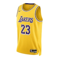 Los Angeles Lakers Nike LeBron James Icon Swingman Jersey Front_Angled_Left
