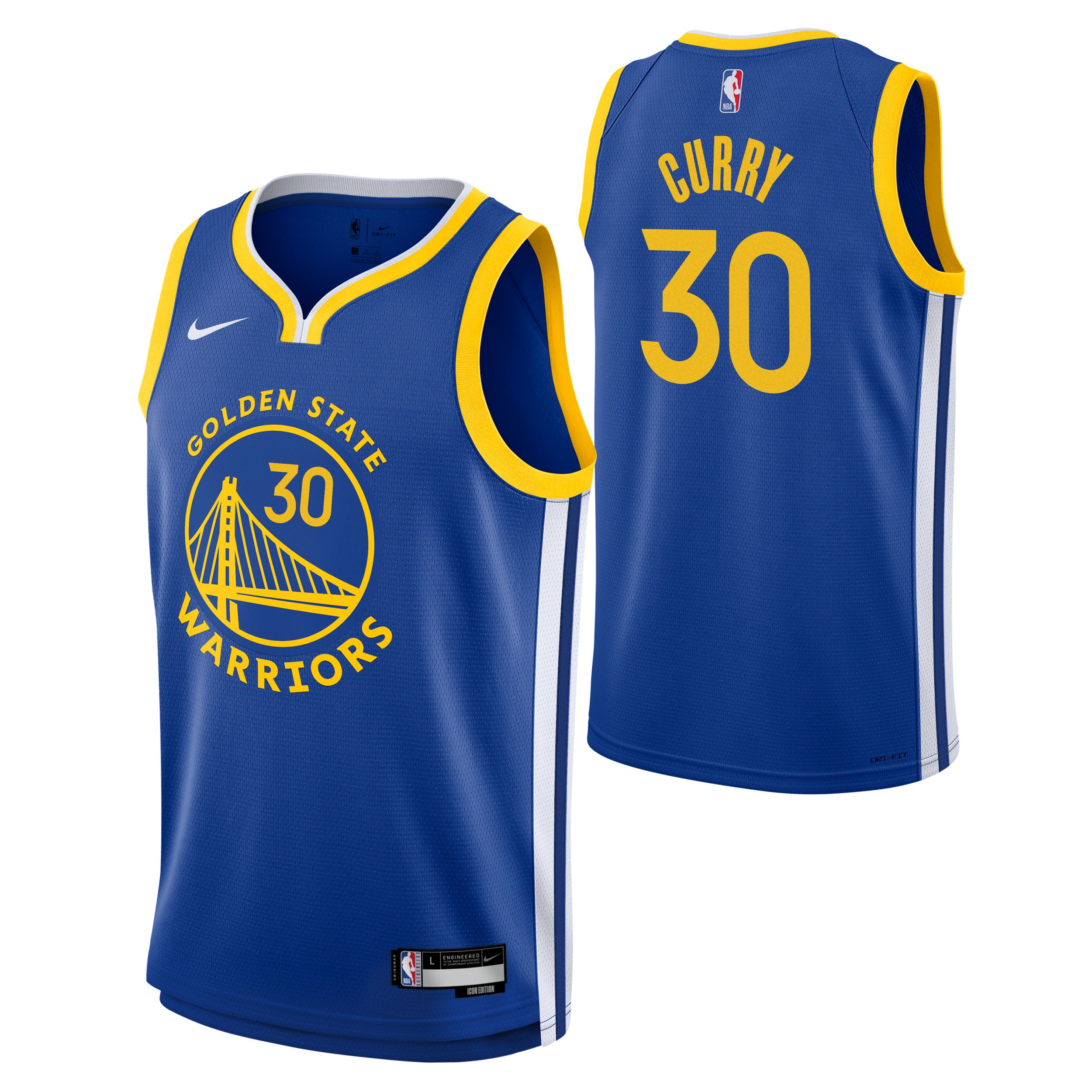 Youth Golden State Warriors Nike Stephen Curry Icon Swingman Jersey