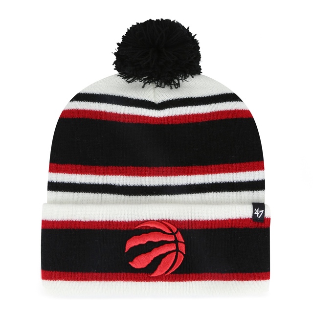 Youth Toronto Raptors 47 Brand Stipling Cuffed Pom Knit Hat Front_Flat