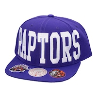 Toronto Raptors Mitchell & Ness Big Text Snapback Cap Front_Angled_Left