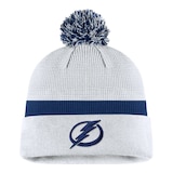 Tampa Bay Lightning Fanatics Draft Cuffed Pom Knit Beanie Front_Flat
