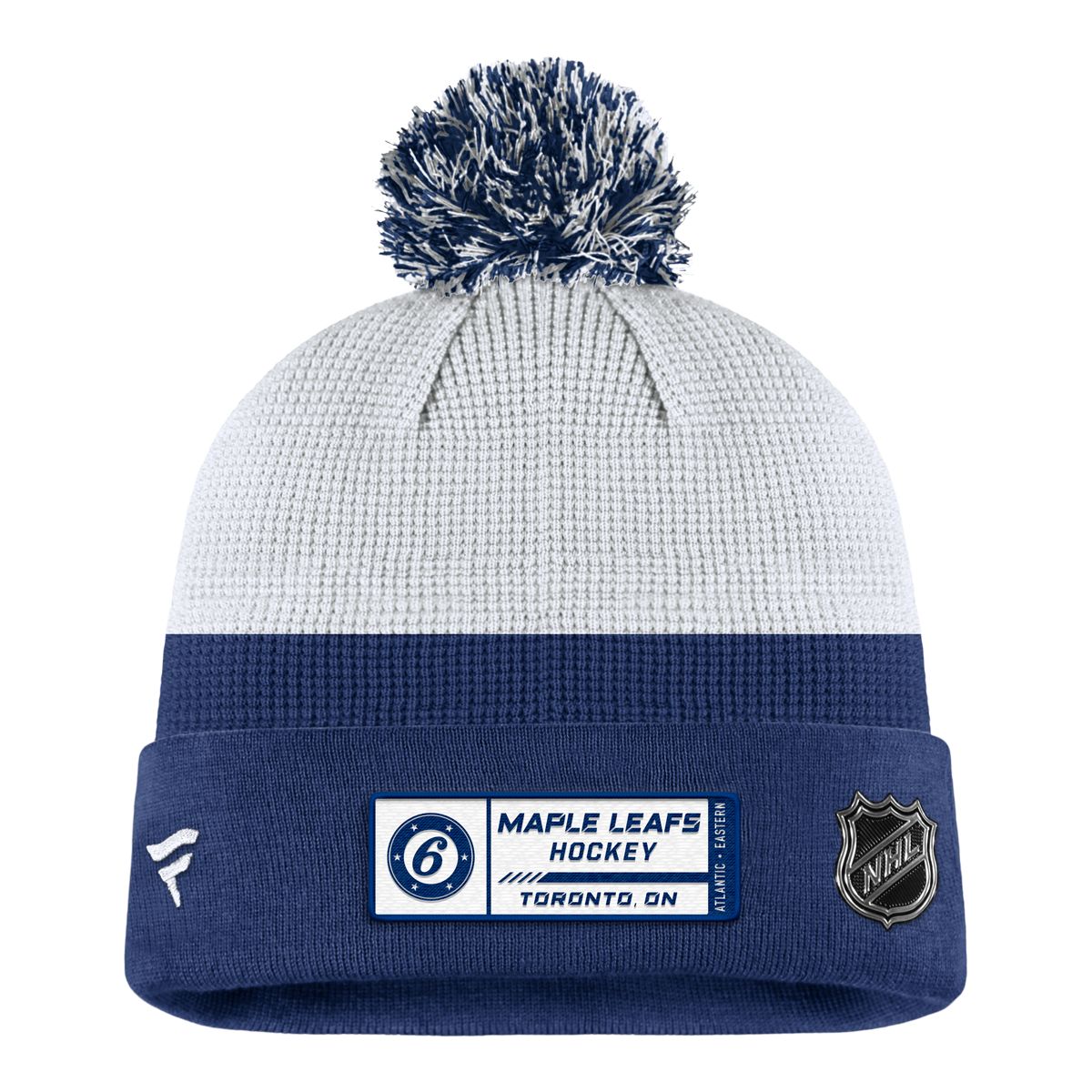 Toronto Maple Leafs Fanatics Draft Cuffed Pom Knit Hat, NHL, Hockey Back_Flat