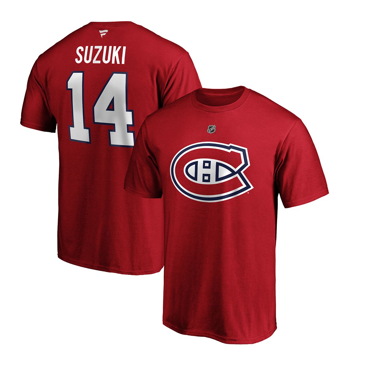 Image of Montreal Canadiens Fanatics Nick Suzuki Stacked T Shirt