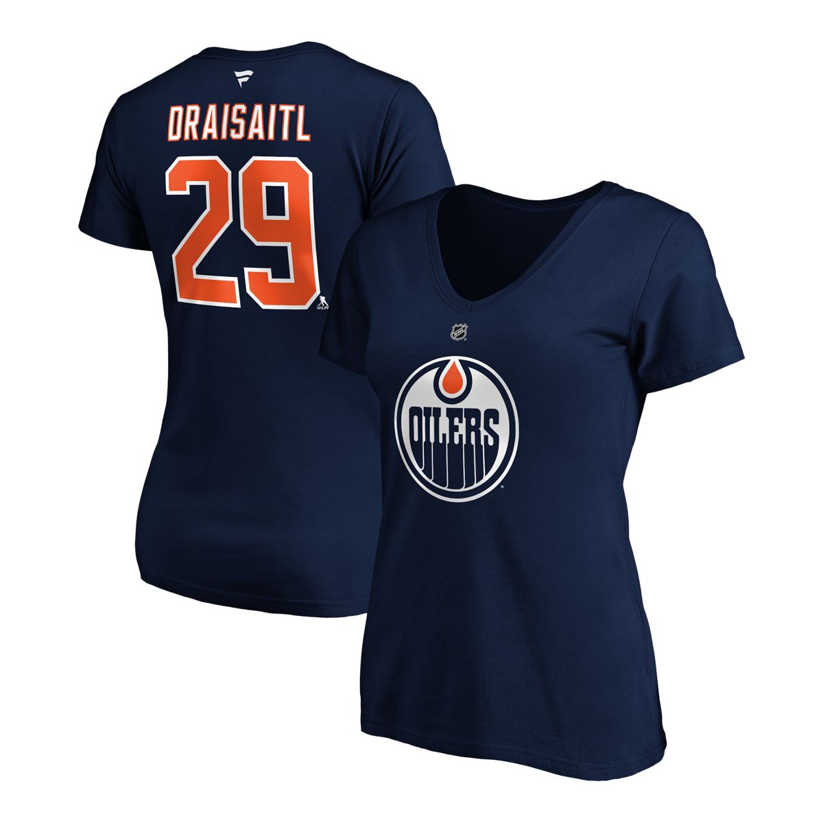 Edmonton Oilers Fanatics Women's Leon Draisaitl Stacked Player T Shirt