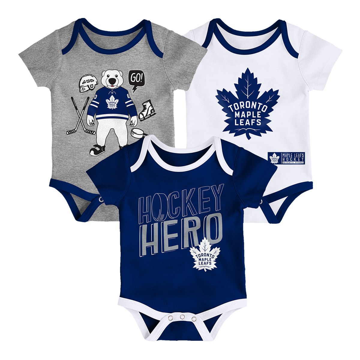 Toronto Maple Leafs Outerstuff Infant Triple Clapper Creeper Set