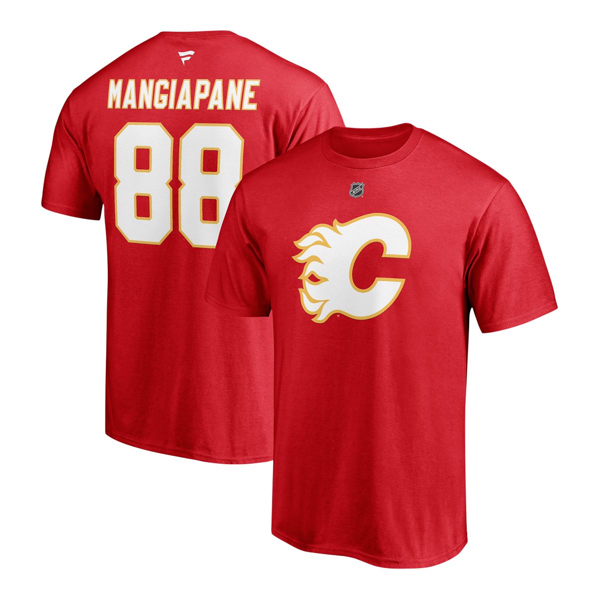 Image of Calgary Flames Fanatics Andrew Mangiapane Stacked Player T Shirt