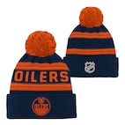Edmonton Oilers Youth Jacquard Cuffed Knit Hat with Pom - Navy