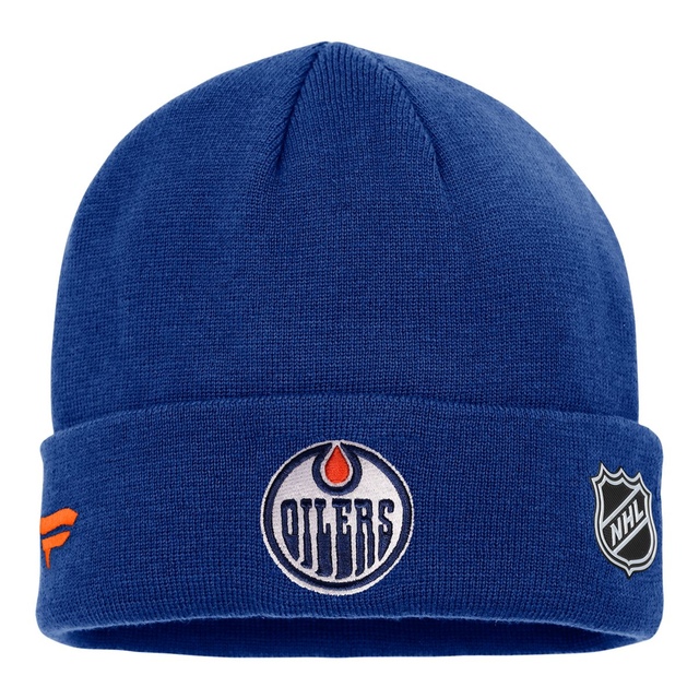 Edmonton Oilers Fanatics Authentic Pro Rink Cuffed Knit Hat Front_Flat