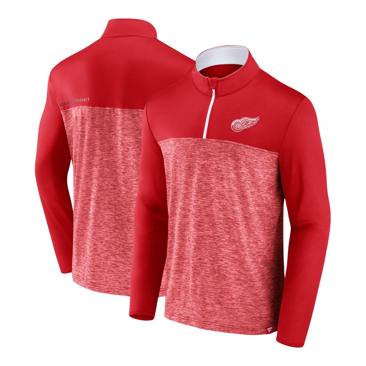 Men's adidas Red Detroit Red Wings Team Long Sleeve Quarter-Zip Hoodie T- Shirt