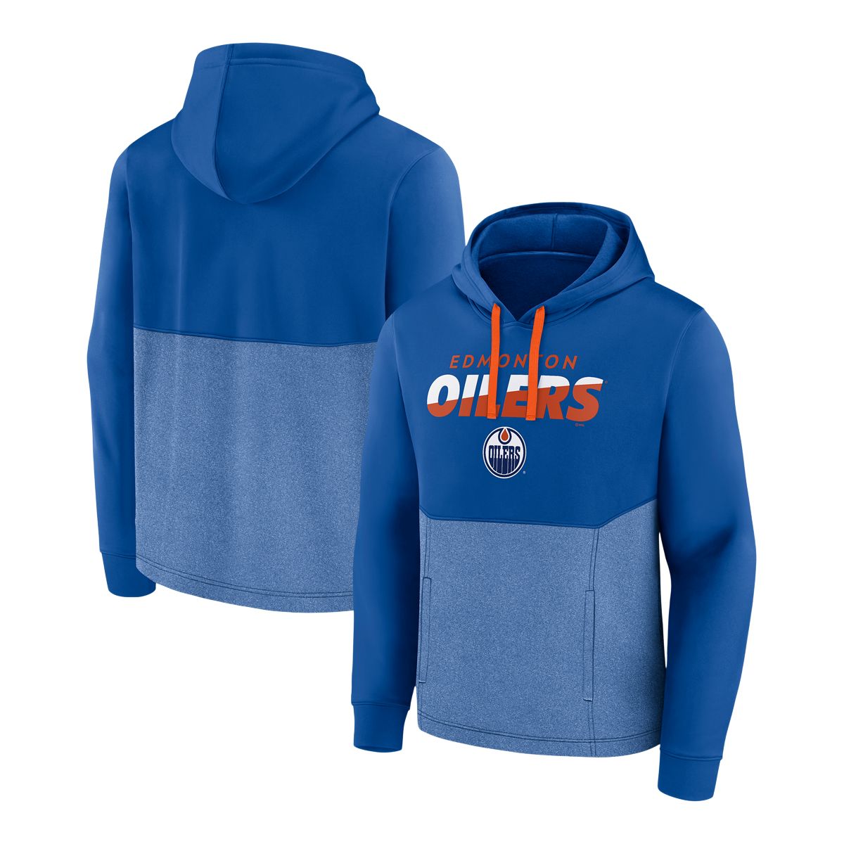 Edmonton Oilers adidas Silver Jersey Pullover Hoodie - Orange/Navy