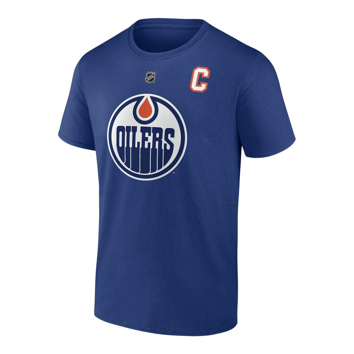 Edmonton Oilers McDavid Roy Fanatics Branded Navy Authentic Stack Name and Number T-Shirt