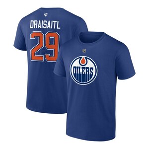 Edmonton Oilers Leon Draisaitl Fanatics Branded Navy Authentic Stack Name and Number T-Shirt