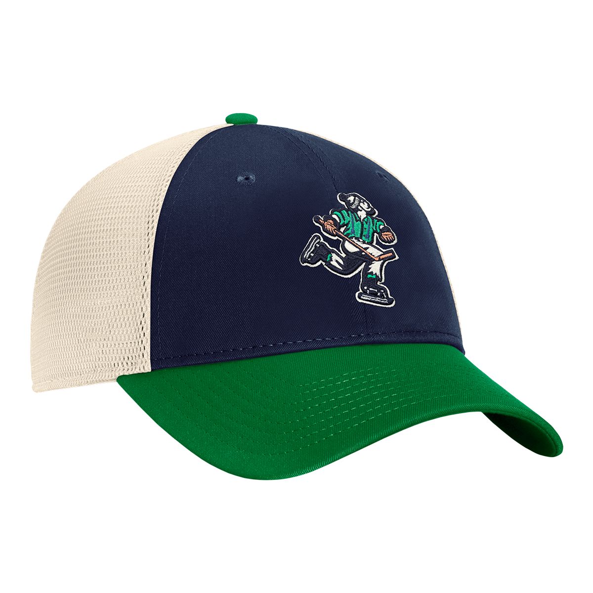 Vancouver Canucks Fanatics Authentic Pro Reverse Retro Struct Adjustable Meshback Cap Front_Angled_Right