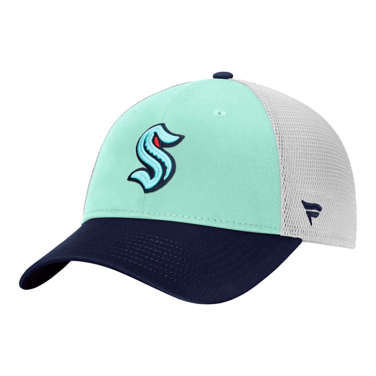 Seattle Kraken Fanatics Reverse Retro Authentic Pro Struct Adjustable Meshback Cap Front_Angled_Left